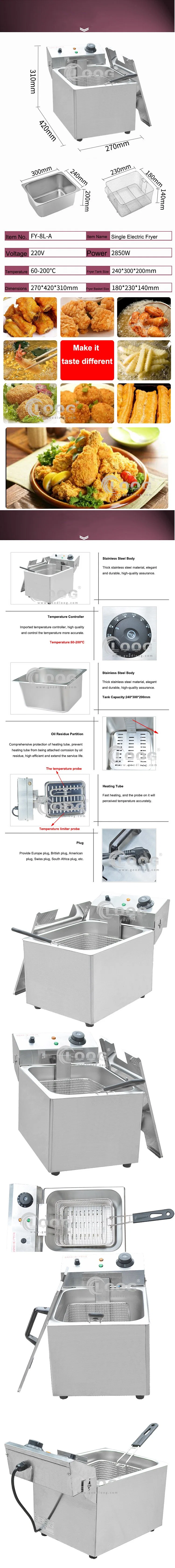 Commercial Catering Equipment Electric Fryer Stainless Steel Deep Fryer Commercial Home Kitchen Frying Chip Cooker Commercial Electric Countertop Fryer